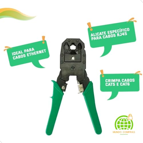 Alicate Crimpador E Desencapador Cabo De Rede Rj45 Rj11 Descascador Cat5 Cat6 Mundo Compras
