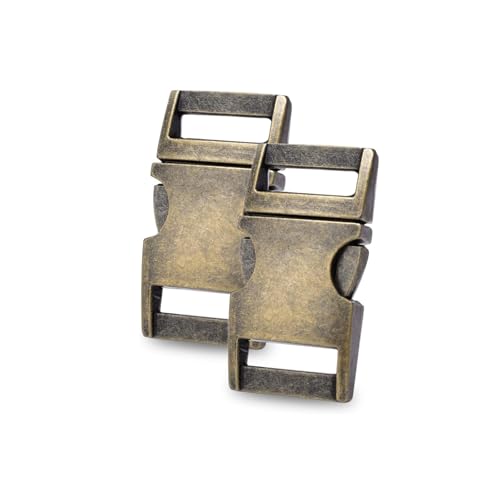 Boucles plates à dégagement latéral en métal bronze 1,6 cm robustes DBOO Lot de 10