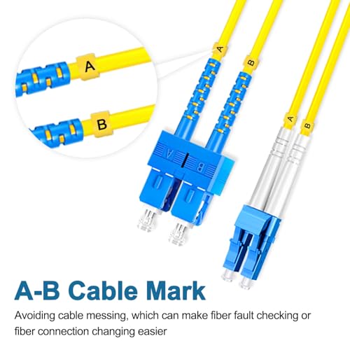 Lebrudos 5Pcs 3 Meter Fiber Optic Patch Cord SC UPC to LC UPC, Duplex Single Mode Fiber Cable Jumper OS2 G652D 9/125μm, 1310nm/1550nm LSZH 3.0mm by Lebrudos - Image 4
