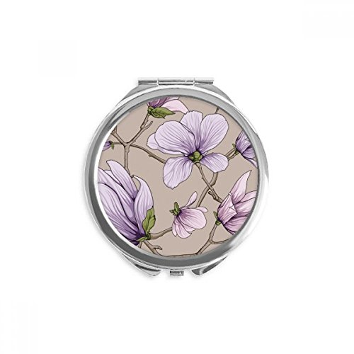 Miroir rond de poche fleur violette dessin artistique idée cadeau anniversaire femme original