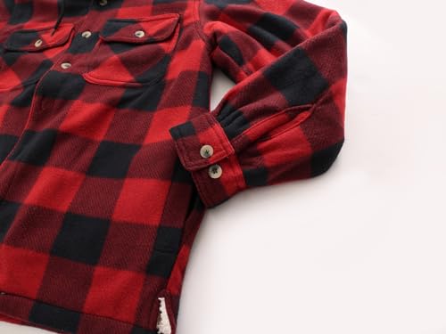 Image of Yasumond Mens Hoodies Fleece Jacket Plaid Flannel Heavy Sherpa Lined Hooded Zip Up Warm Winter Coats Big Tall