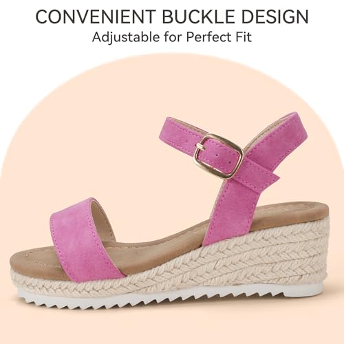 Image of PANDNAINJIA Girls Sandals Wedge Platform Heels Dress Shoes | Little Big Kids Heel Espadrille Lightweight Open Toe Summer Flower Girl Wedding Party Shoes