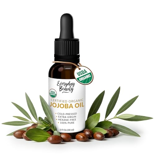 Organic Jojoba Oil | 100% Pure, Cold-Pressed, Unrefined | USDA Certified Organic | Amber Glass Bottle with Glass Dropper | For Face, Skin & Hair - 1 Fl Oz
