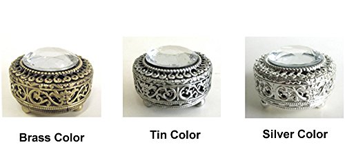 Aterina Mini Vintage Round Jewelry Decorative Trinket Box Ring Box Small Metal Case 2.2 Inch (Tin (Matt Gray)) #TOP5