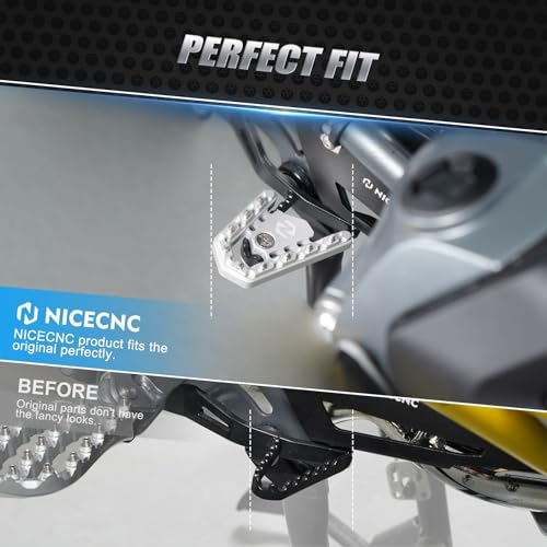 NICECNC Brake Lever Pedal Extender Aluminum Compatible with BMW R1250GS 2019-2023,Foot Pegs Enlarge Extension,Silver