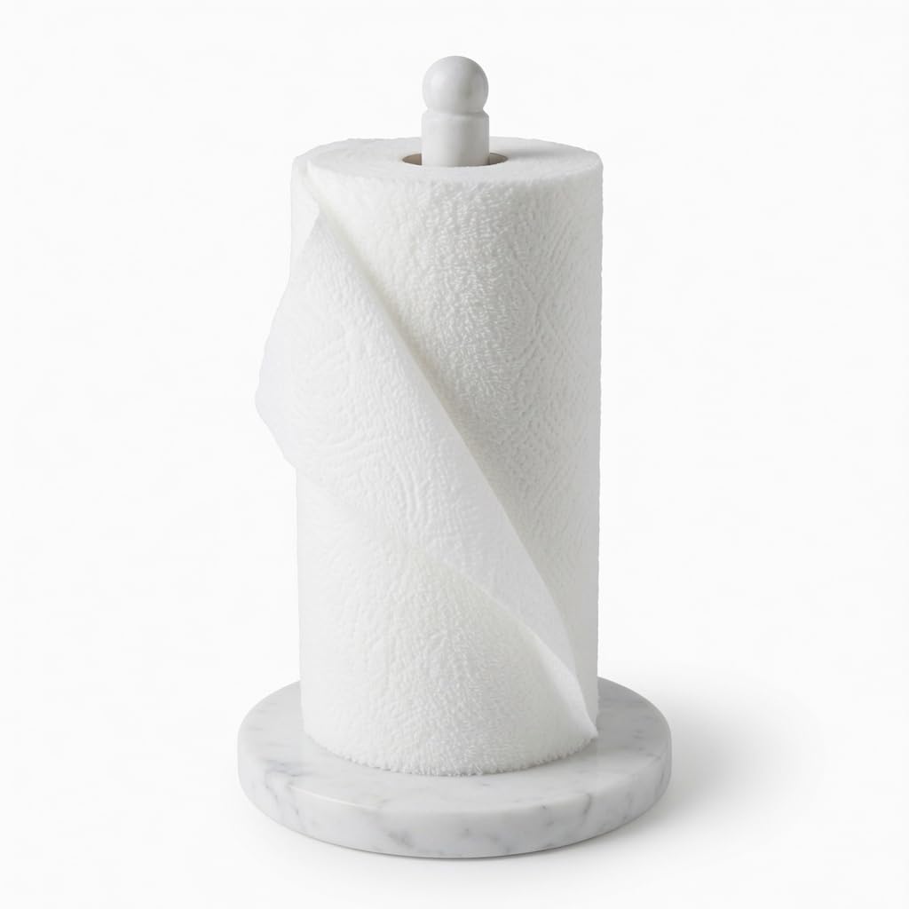 Toallero de papel de mármol natural pesado que no se vuelca al usarlo 1