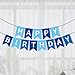 Happy Birthday ガーランド 誕生日 飾り付け ブルー 誕生日 バースデー ガーランド 飾り付け 壁 装飾 シンプル バースデー 飾りセット15pcs パーティーバナー 装飾 お祝い インテリア 写真背景