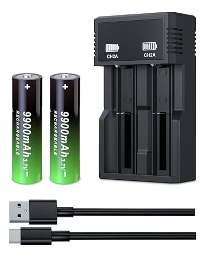 ABCTOY 2pcs 18650 Rechargeable Batteries & USB Charger