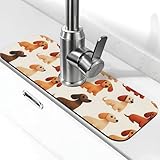 Tappetino per rubinetto con stampa di cuccioli di cani per lavello da cucina, rubinetti, tappetino paraspruzzi assorbente ad asciugatura rapida, tappetini per lavello da cucina per lo scarico del