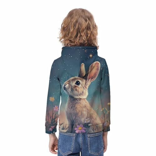 Sweat à capuche enfant cadeau ado 12-14 ans pull imprimé 3D lapin original - 4