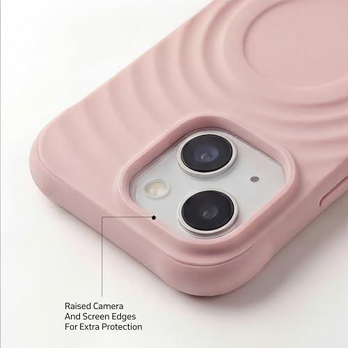 Image of amazon basics Shockproof Case for iPhone 15 | Ripple Pattern | Camera Protection | Protective Cover with Enhanced Grip & Wireless Charging Support - Baby Pink