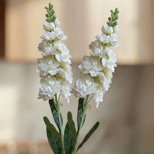 Image of Decor & More 2 PCS Realistic Silk Delphinium Long Stem Artificial Flowers Bunch Without Pot | Artificial Flower for Decoration | Long Artificial Flowers for Big Vase | Home & Restaurant (Without Pot)