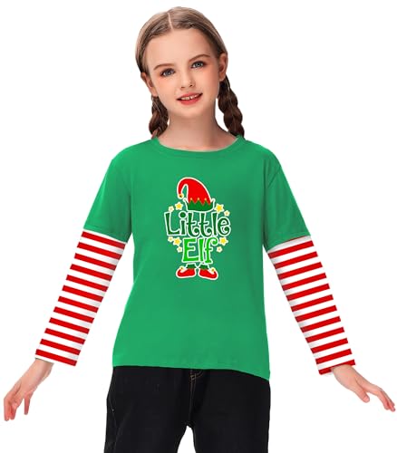 Image of Remimi Unisex Kids Christmas Long Sleeve Shirt Xmas Print Stripe Shirts 2-12 Years