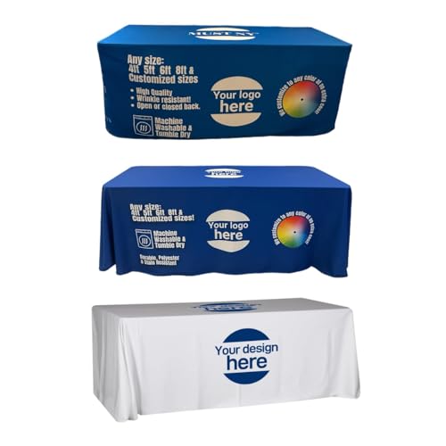 Personalized Customized with Logo Table Cloth 4FT 6 FT 8 FT Table for Tradeshow Events Birthday Wedding Anniversary Tradeshow Mantel Personalizado (4FT 24