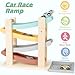 Car Ramp Toys for One Year Old Boy Birthday Gifts, Wooden Montessori Toys for 1 2 Year Old, Race Track Truck Toy with 4 Mini Cars/1 Parking Lot, First Christmas Birthday Gifts for Toddlers 1-3-2-4
