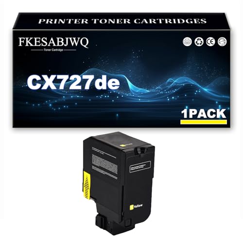 CX727de Toner Cartridge, Compatible 75B20K0 75B20C0 75B20M0 75B20Y0 Toner Cartridges for Lexmark CX727de CS727de CS728de Printer,Yellow-1 Pack