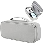 Teskyer Travel Tech Pouch, Protable Cable Organiser Bag, Electronics Accessories Travel Organizer Case for Cable Charger Earphone Power Bank Hard Drive - Light Grey