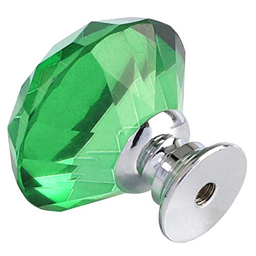 Anjuu 12 Pcs 30Mm Diamond Shape Crystal Glass Cabinet Knobs With Screws Drawer Knob Pull Handle Used For Kitchen, Dresser, Door, Cupboard (Green) #TOP3