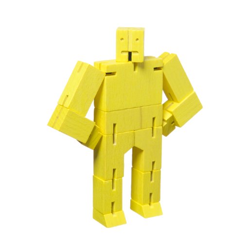 Areaware- Micro Cubebot Jouet en Bois, DWC4Y, Jaune