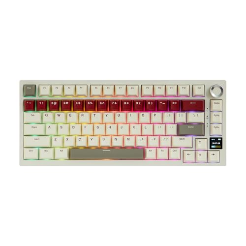 MechLands Ajazz AK820 Pro 75% Wireless Gaming Keyboard with TFT Display Screen & Knob, Gasket Mechanical Creamy Keyboard, BT5.0/2.4GHz/USB-C, RGB, NKRO for Win/Mac (Beige, Day Dream Switch) by MechLands - Used condition - US$45.88