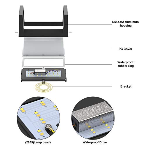 Sytmhoe Outdoor Wall Sconce Lights, 24W 5000K Daylight White Aluminum Exterior Light Fixture Wall Mount Ip65 Waterproof, Led Porch Light For Garage Walkway Hallway Backyard Garden. #TOP1