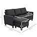 HOMCOM Ecksofa, 3 Sitzer Sofa und Kissen, Eckcouch, L-Form Couch für Wohnzimmer, Schlafzimmer 197 x 139 x 91 cm, Leinen, Dunkelgrau