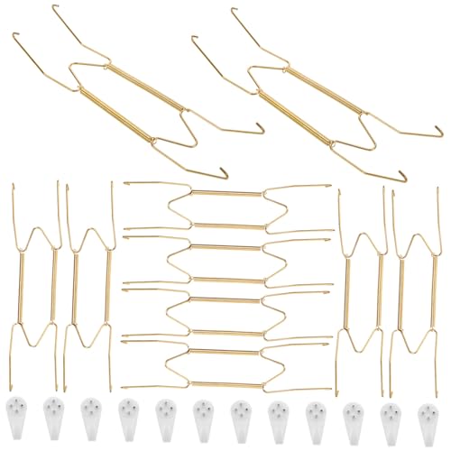 Housoutil Decorative Plate Hangers W-Type Metal Hooks Plate Hangers Easy Install