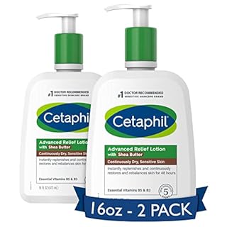 Body Lotion by CETAPHIL, Advanced Relief Lotion with Shea Butter for Dry, Sensitive Skin, 16 oz Pack of 2, Fragrance Free, Hypoallergenic, Non-Comedogenic (B099N1CHF5)