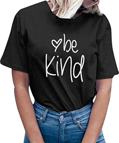 ZAWAPEMIA Be Kind T Shirts Women Screen Print Teacher Kindness Shirts Letters Print Cotton Graphic Tees Tops