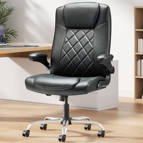 ZZWHOM Wider Office Chair w/Flip-Up Arms Executive Leather...
