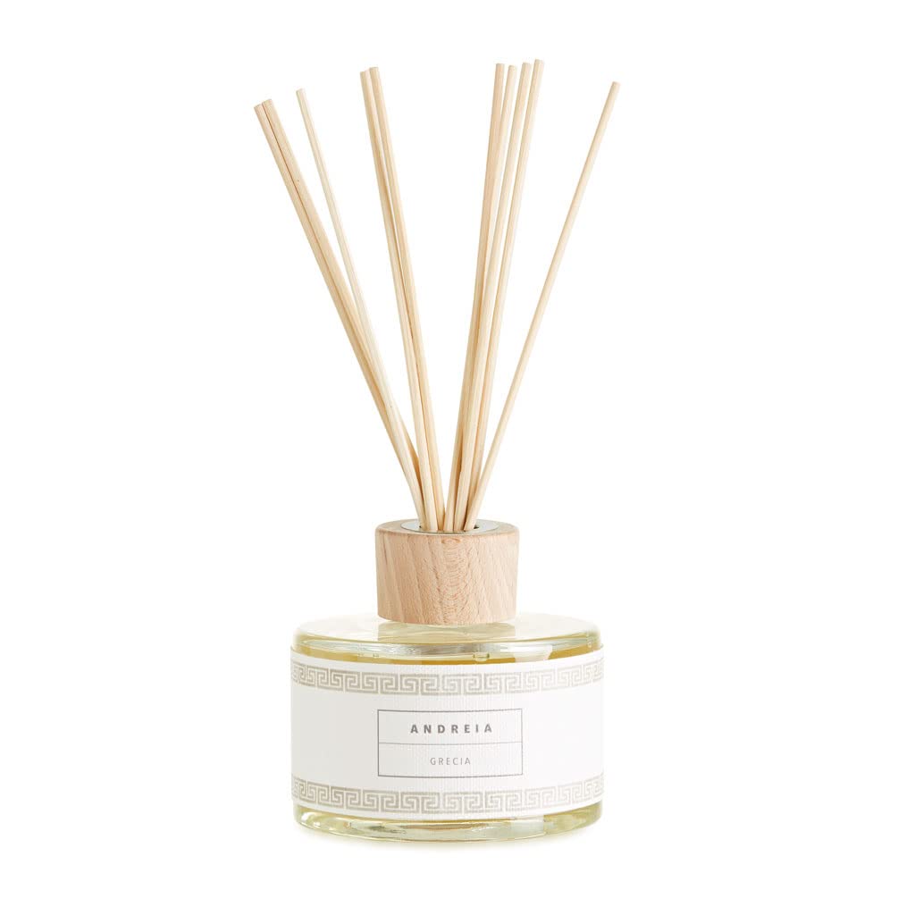 DECORAGLOBA - Ambientador Mikado, Difusor de Perfume - Fragancia ANDREIA - Aroma Verde y Fresco - Colección Grecia Experience (250ml)