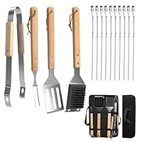Homshsjhkis Accessori Barbecue, Utensili Barbecue Alta Qualit&agrave; Attrezzi Acciaio Inox con Portatile Valigetta, Attrezzi Barbecue Perfetti Utensili Uomini per Campeggio, All'Aperto Cucina, Picnic