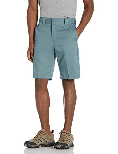 Dickies Men's 11 Inch Relaxed-Fit Stretch Twill Work Short, Smoke Blue, 34