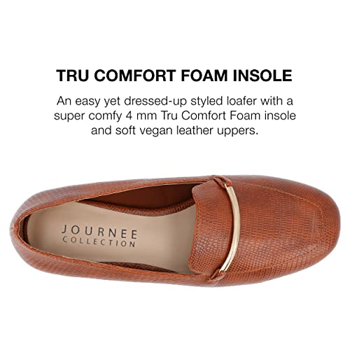 Image of Journee Womens Loafer Flat Notched Topline Square Toe Slip-On Block Heel - Wrenn Casual Dress Shoe