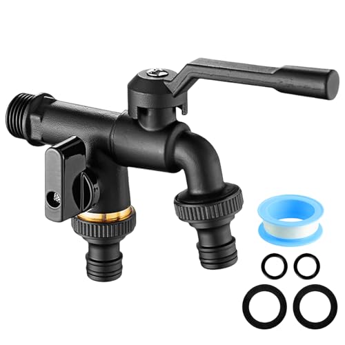 Robinet extérieur double sortie laiton avec 2 raccords de tuyau inclus - 2