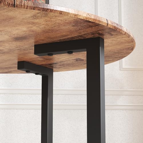 GOLDFAN Round Dining Table 90 cm Industrial Wooden Kitchen Table with Black Metal Legs for Dining Room, Office, Patio Country Rustic Style - Image 4
