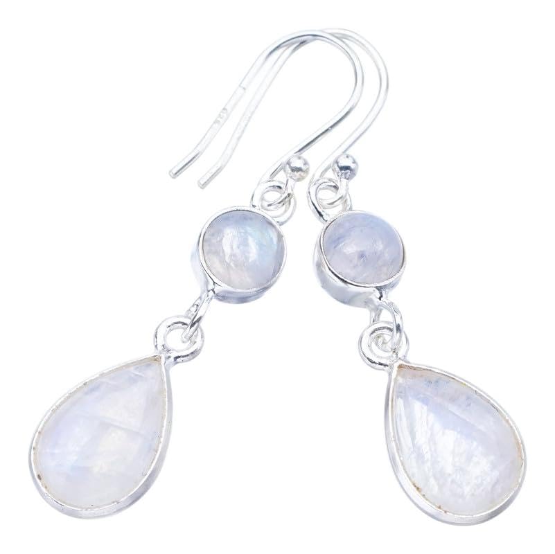 Pendientes piedra lunar StarGems en plata de ley para looks diarios urbanos