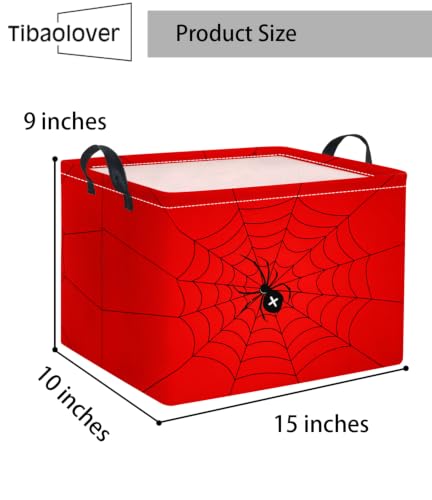 Image of Rectangular Baby Kids Storage Basket for Home Kitchen Girls Cute Toy Storage Bin Organizer Shelf Book Room Decor(Red Spider)