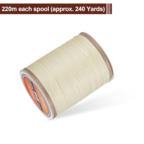 Hilo encerado redondo para coser cuero 220m poliéster beige miniatura 3