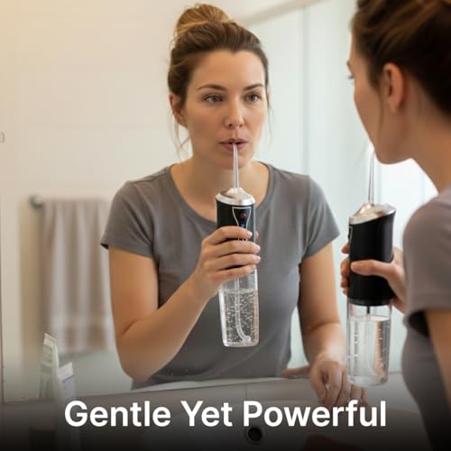 Image of pTron EaseMate Oral Irrigator D1, Portable, Cordless & Rechargeable, 3 Cleaning Modes, 300ml Water Tank, IPX6 Water-resistant, Flossing at Home & Travel, Oral Flosser, Dental Flosser for teeth (Black)