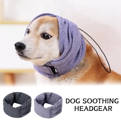 YHZNAGEM Hundehals und Ohrenwärmer für Hunde, Ohrenschutz Hund , Gehörschutz Hund, Hundestirnband für Angstlinderung , Gehörschutz-Ohrenschützer , Einstellbare Multifunktionale (Lila, S)