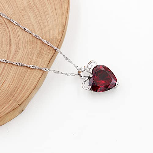 Uloveido Fashion Love Heart Crystal Pendant Valentines Birthday Necklace Silver Color N4374