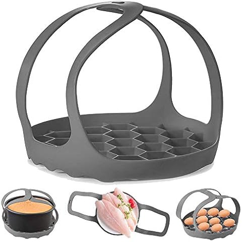 Pressure Cooker Sling,Silicone Bakeware Sling for 6 Qt/8 Qt Instant Pot, Ninja Foodi and Multi-function Cooker Anti-scalding Bakeware Lifter Steamer Rack,BPA-Free Silicone Egg Steamer Rack(Gray) Cover