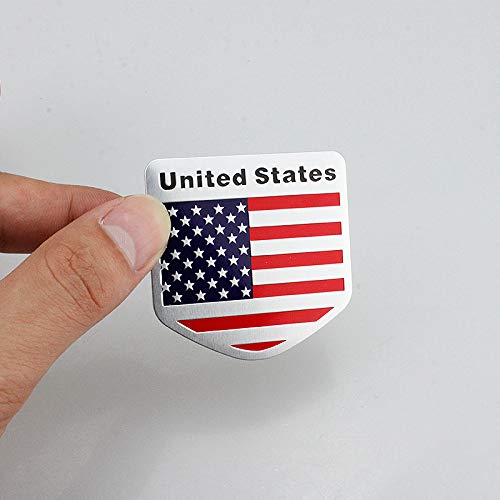 Image of 2 Pack of 3D Aluminium American Flag Sticker US USA Flag Car Door Fender Badge Hood Head Tailgate Rear Emblem for Ford F-150 Mustang GT Dodge Ram Chevrolet Accessories