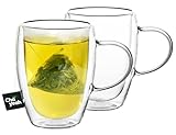 ChaYeah, Double Wall Glasses, 12 OZ Insulated Cups with Handle, Perfect for Tea, Coffee, Water, and More (Set of 2)