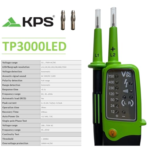 Comprobador de Tensión AC/DC KPS TP3000LED CAT IV IP65 4
