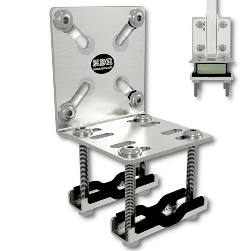 KDR Balkonfächerhalter aus Edelstahl Halterung ohne Bohren für Balkonfächer & Seitenmarkisen bis 160×160 cm Klemmhalter für runde & eckige Geländer rostfrei wetterfest stabil