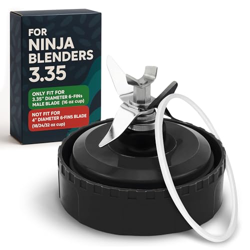 Ninja Blender Blade Replacement 6 Fin Male – Ninja Single Serve Blender Blade, 3.35” Stainless Steel for Smooth Blending, Compatible with BL770W/770BRN/740/770A/780C, 30/BL770/780/773CO/771/772 & more