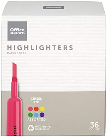 Office Depot® - Highlighters - Chisel-Tip Highlighter - Assorted - PK of 36