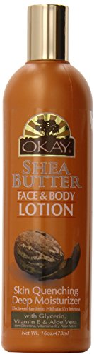 OKAY | Shea Butter Face and Body Lotion | For All Skin Types | Helps Restore Elasticity | With Glycerin, Vitamin E & Aloe Vera | Free of Paraben, Silicone | 16 oz